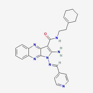molecular formula C25H25N7O B6431755 2-amino-N-[2-(cyclohex-1-en-1-yl)ethyl]-1-[(E)-[(pyridin-4-yl)methylidene]amino]-1H-pyrrolo[2,3-b]quinoxaline-3-carboxamide CAS No. 840496-18-6