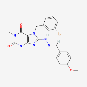 molecular formula C22H21BrN6O3 B6431758 7-[(3-bromophenyl)methyl]-8-[(E)-2-[(4-methoxyphenyl)methylidene]hydrazin-1-yl]-1,3-dimethyl-2,3,6,7-tetrahydro-1H-purine-2,6-dione CAS No. 685106-29-0