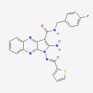 2-amino-N-[(4-fluorophenyl)methyl]-1-[(E)-[(thiophen-2-yl)methylidene]amino]-1H-pyrrolo[2,3-b]quinoxaline-3-carboxamide