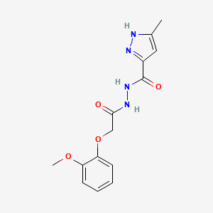 molecular formula C14H16N4O4 B6431762 2-(2-methoxyphenoxy)-N'-(3-methyl-1H-pyrazole-5-carbonyl)acetohydrazide CAS No. 944781-21-9