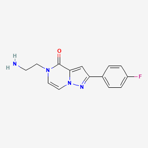 molecular formula C14H13FN4O B6431790 5-(2-aminoethyl)-2-(4-fluorophenyl)-4H,5H-pyrazolo[1,5-a]pyrazin-4-one CAS No. 1708013-71-1