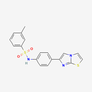 molecular formula C18H15N3O2S2 B6431809 N-(4-{imidazo[2,1-b][1,3]thiazol-6-yl}phenyl)-3-methylbenzene-1-sulfonamide CAS No. 667910-53-4