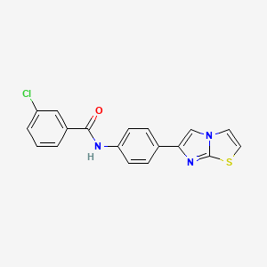 molecular formula C18H12ClN3OS B6431824 3-chloro-N-(4-{imidazo[2,1-b][1,3]thiazol-6-yl}phenyl)benzamide CAS No. 667910-97-6