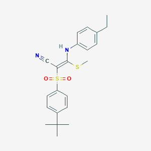 (2Z)-2-(4-tert-butylbenzenesulfonyl)-3-[(4-ethylphenyl)amino]-3-(methylsulfanyl)prop-2-enenitrile