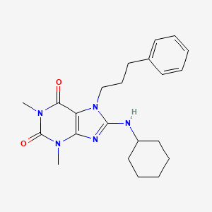 molecular formula C22H29N5O2 B6431861 8-(cyclohexylamino)-1,3-dimethyl-7-(3-phenylpropyl)-2,3,6,7-tetrahydro-1H-purine-2,6-dione CAS No. 377064-15-8