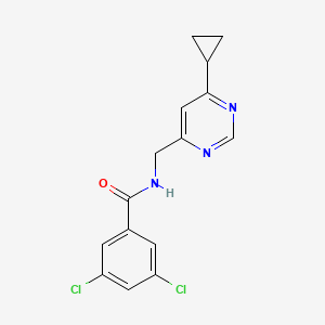 molecular formula C15H13Cl2N3O B6431880 3,5-dichloro-N-[(6-cyclopropylpyrimidin-4-yl)methyl]benzamide CAS No. 2329258-74-2