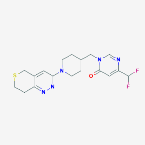 molecular formula C18H21F2N5OS B6431889 6-(difluoromethyl)-3-[(1-{5H,7H,8H-thiopyrano[4,3-c]pyridazin-3-yl}piperidin-4-yl)methyl]-3,4-dihydropyrimidin-4-one CAS No. 2200768-90-5