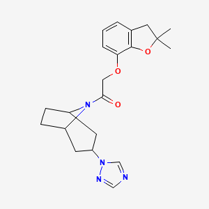 molecular formula C21H26N4O3 B6432122 2-[(2,2-dimethyl-2,3-dihydro-1-benzofuran-7-yl)oxy]-1-[3-(1H-1,2,4-triazol-1-yl)-8-azabicyclo[3.2.1]octan-8-yl]ethan-1-one CAS No. 2310153-76-3