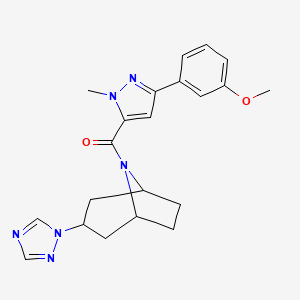 8-[3-(3-methoxyphenyl)-1-methyl-1H-pyrazole-5-carbonyl]-3-(1H-1,2,4-triazol-1-yl)-8-azabicyclo[3.2.1]octane