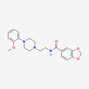 molecular formula C21H25N3O4 B6432259 N-{2-[4-(2-methoxyphenyl)piperazin-1-yl]ethyl}-2H-1,3-benzodioxole-5-carboxamide CAS No. 91616-92-1
