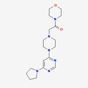 molecular formula C18H28N6O2 B6432274 1-(morpholin-4-yl)-2-{4-[6-(pyrrolidin-1-yl)pyrimidin-4-yl]piperazin-1-yl}ethan-1-one CAS No. 2640967-84-4