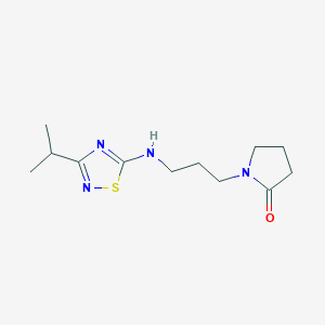 molecular formula C12H20N4OS B6432321 1-(3-{[3-(propan-2-yl)-1,2,4-thiadiazol-5-yl]amino}propyl)pyrrolidin-2-one CAS No. 2640867-21-4
