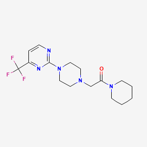 molecular formula C16H22F3N5O B6432466 1-(piperidin-1-yl)-2-{4-[4-(trifluoromethyl)pyrimidin-2-yl]piperazin-1-yl}ethan-1-one CAS No. 2183662-11-3