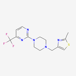 molecular formula C14H16F3N5S B6432474 2-{4-[(2-methyl-1,3-thiazol-4-yl)methyl]piperazin-1-yl}-4-(trifluoromethyl)pyrimidine CAS No. 2180434-06-2