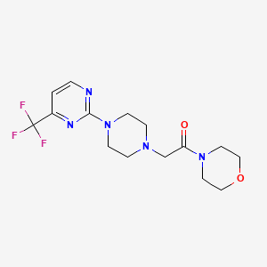 molecular formula C15H20F3N5O2 B6432476 1-(morpholin-4-yl)-2-{4-[4-(trifluoromethyl)pyrimidin-2-yl]piperazin-1-yl}ethan-1-one CAS No. 2183662-18-0
