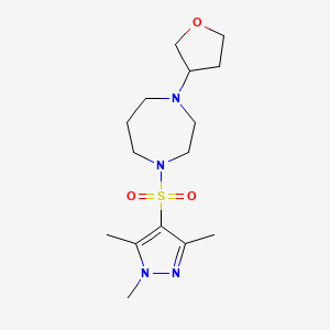 molecular formula C15H26N4O3S B6432491 1-(oxolan-3-yl)-4-[(1,3,5-trimethyl-1H-pyrazol-4-yl)sulfonyl]-1,4-diazepane CAS No. 2320221-58-5