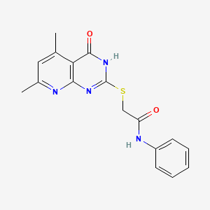 2-({4-hydroxy-5,7-dimethylpyrido[2,3-d]pyrimidin-2-yl}sulfanyl)-N-phenylacetamide