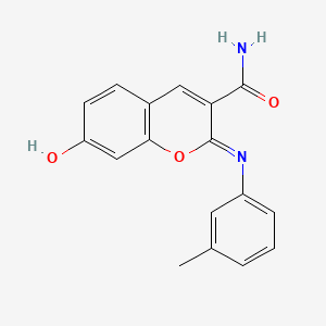 (2Z)-7-hydroxy-2-[(3-methylphenyl)imino]-2H-chromene-3-carboxamide