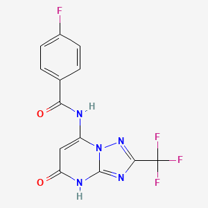 molecular formula C13H7F4N5O2 B6432600 4-fluoro-N-[5-oxo-2-(trifluoromethyl)-4H,5H-[1,2,4]triazolo[1,5-a]pyrimidin-7-yl]benzamide CAS No. 879437-82-8