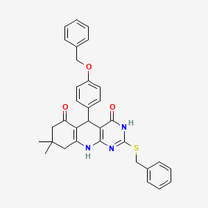 molecular formula C33H31N3O3S B6432652 5-[4-(benzyloxy)phenyl]-2-(benzylsulfanyl)-8,8-dimethyl-3H,4H,5H,6H,7H,8H,9H,10H-pyrimido[4,5-b]quinoline-4,6-dione CAS No. 537044-70-5