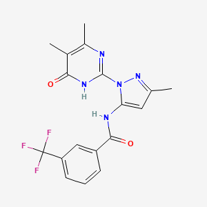 molecular formula C18H16F3N5O2 B6432660 N-[1-(4,5-dimethyl-6-oxo-1,6-dihydropyrimidin-2-yl)-3-methyl-1H-pyrazol-5-yl]-3-(trifluoromethyl)benzamide CAS No. 1004680-41-4