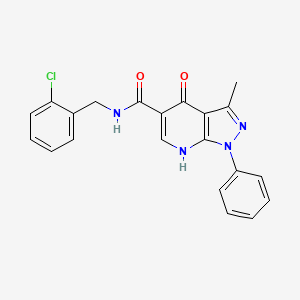 molecular formula C21H17ClN4O2 B6432689 N-[(2-chlorophenyl)methyl]-3-methyl-4-oxo-1-phenyl-1H,4H,7H-pyrazolo[3,4-b]pyridine-5-carboxamide CAS No. 941959-23-5