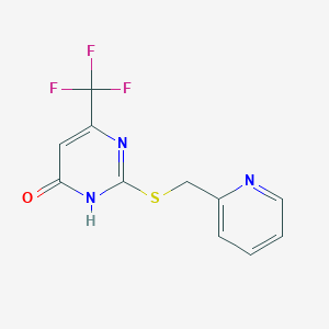 molecular formula C11H8F3N3OS B6432709 2-{[(pyridin-2-yl)methyl]sulfanyl}-6-(trifluoromethyl)-3,4-dihydropyrimidin-4-one CAS No. 899744-27-5