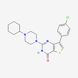 molecular formula C22H25ClN4OS B6432748 7-(4-chlorophenyl)-2-(4-cyclohexylpiperazin-1-yl)-3H,4H-thieno[3,2-d]pyrimidin-4-one CAS No. 1226445-19-7