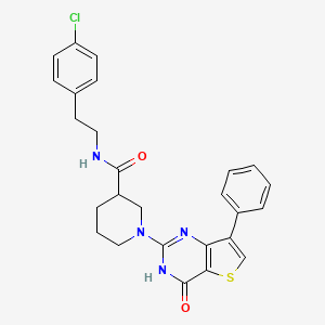 molecular formula C26H25ClN4O2S B6432767 N-[2-(4-chlorophenyl)ethyl]-1-{4-oxo-7-phenyl-3H,4H-thieno[3,2-d]pyrimidin-2-yl}piperidine-3-carboxamide CAS No. 1243049-15-1