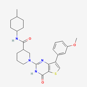 molecular formula C26H32N4O3S B6432777 1-[7-(3-methoxyphenyl)-4-oxo-3H,4H-thieno[3,2-d]pyrimidin-2-yl]-N-(4-methylcyclohexyl)piperidine-3-carboxamide CAS No. 1243007-45-5