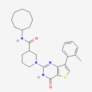molecular formula C27H34N4O2S B6432786 N-cyclooctyl-1-[7-(2-methylphenyl)-4-oxo-3H,4H-thieno[3,2-d]pyrimidin-2-yl]piperidine-3-carboxamide CAS No. 1251627-76-5