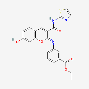 ethyl 3-{[(2Z)-7-hydroxy-3-[(1,3-thiazol-2-yl)carbamoyl]-2H-chromen-2-ylidene]amino}benzoate