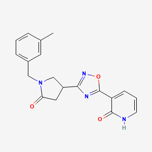 molecular formula C19H18N4O3 B6432806 3-(3-{1-[(3-methylphenyl)methyl]-5-oxopyrrolidin-3-yl}-1,2,4-oxadiazol-5-yl)-1,2-dihydropyridin-2-one CAS No. 1172752-65-6