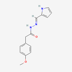 molecular formula C14H15N3O2 B6432822 2-(4-methoxyphenyl)-N'-[(1E)-(1H-pyrrol-2-yl)methylidene]acetohydrazide CAS No. 349646-79-3