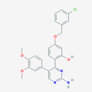 molecular formula C25H22ClN3O4 B6432841 2-[2-amino-5-(3,4-dimethoxyphenyl)pyrimidin-4-yl]-5-[(3-chlorophenyl)methoxy]phenol CAS No. 904509-58-6
