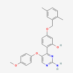2-[2-amino-5-(4-methoxyphenoxy)pyrimidin-4-yl]-5-[(2,5-dimethylphenyl)methoxy]phenol