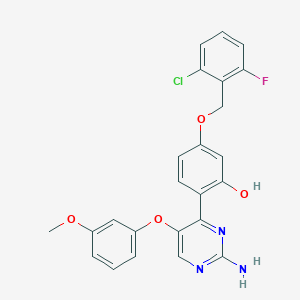 molecular formula C24H19ClFN3O4 B6432858 2-[2-amino-5-(3-methoxyphenoxy)pyrimidin-4-yl]-5-[(2-chloro-6-fluorophenyl)methoxy]phenol CAS No. 903184-12-3