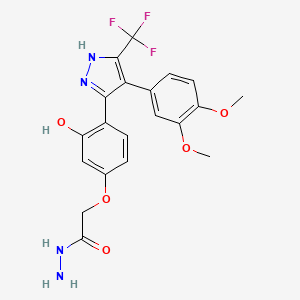 molecular formula C20H19F3N4O5 B6432864 2-{4-[4-(3,4-dimethoxyphenyl)-5-(trifluoromethyl)-1H-pyrazol-3-yl]-3-hydroxyphenoxy}acetohydrazide CAS No. 1093061-27-8