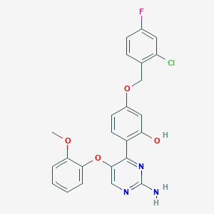 molecular formula C24H19ClFN3O4 B6432880 2-[2-amino-5-(2-methoxyphenoxy)pyrimidin-4-yl]-5-[(2-chloro-4-fluorophenyl)methoxy]phenol CAS No. 903866-30-8