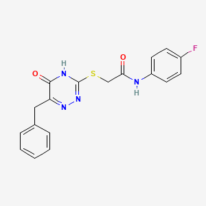 molecular formula C18H15FN4O2S B6432913 2-[(6-benzyl-5-oxo-4,5-dihydro-1,2,4-triazin-3-yl)sulfanyl]-N-(4-fluorophenyl)acetamide CAS No. 898612-20-9