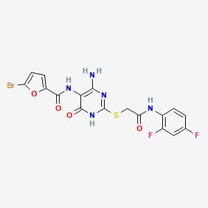 N-[4-amino-2-({[(2,4-difluorophenyl)carbamoyl]methyl}sulfanyl)-6-oxo-1,6-dihydropyrimidin-5-yl]-5-bromofuran-2-carboxamide