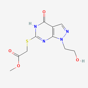 methyl 2-{[1-(2-hydroxyethyl)-4-oxo-1H,4H,5H-pyrazolo[3,4-d]pyrimidin-6-yl]sulfanyl}acetate