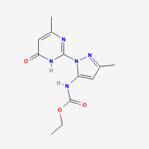 molecular formula C12H15N5O3 B6432945 ethyl N-[3-methyl-1-(4-methyl-6-oxo-1,6-dihydropyrimidin-2-yl)-1H-pyrazol-5-yl]carbamate CAS No. 1002482-94-1