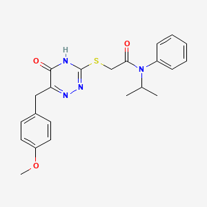 2-({6-[(4-methoxyphenyl)methyl]-5-oxo-4,5-dihydro-1,2,4-triazin-3-yl}sulfanyl)-N-phenyl-N-(propan-2-yl)acetamide