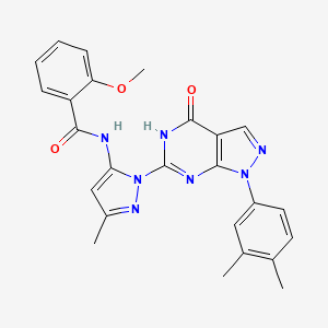 molecular formula C25H23N7O3 B6432987 N-{1-[1-(3,4-dimethylphenyl)-4-oxo-1H,4H,5H-pyrazolo[3,4-d]pyrimidin-6-yl]-3-methyl-1H-pyrazol-5-yl}-2-methoxybenzamide CAS No. 1170904-94-5