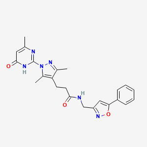 molecular formula C23H24N6O3 B6432999 3-[3,5-dimethyl-1-(4-methyl-6-oxo-1,6-dihydropyrimidin-2-yl)-1H-pyrazol-4-yl]-N-[(5-phenyl-1,2-oxazol-3-yl)methyl]propanamide CAS No. 1172990-07-6