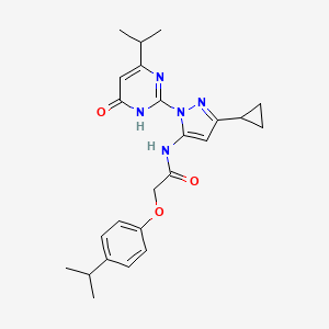 molecular formula C24H29N5O3 B6433037 N-{3-cyclopropyl-1-[6-oxo-4-(propan-2-yl)-1,6-dihydropyrimidin-2-yl]-1H-pyrazol-5-yl}-2-[4-(propan-2-yl)phenoxy]acetamide CAS No. 1207027-93-7