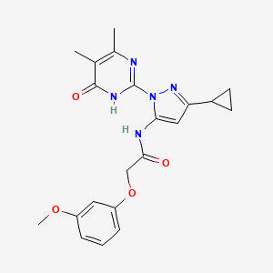 molecular formula C21H23N5O4 B6433053 N-[3-cyclopropyl-1-(4,5-dimethyl-6-oxo-1,6-dihydropyrimidin-2-yl)-1H-pyrazol-5-yl]-2-(3-methoxyphenoxy)acetamide CAS No. 1226441-09-3