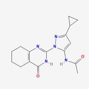 molecular formula C16H19N5O2 B6433070 N-[3-cyclopropyl-1-(4-oxo-3,4,5,6,7,8-hexahydroquinazolin-2-yl)-1H-pyrazol-5-yl]acetamide CAS No. 1331281-45-8