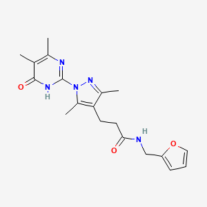 molecular formula C19H23N5O3 B6433077 3-[1-(4,5-dimethyl-6-oxo-1,6-dihydropyrimidin-2-yl)-3,5-dimethyl-1H-pyrazol-4-yl]-N-[(furan-2-yl)methyl]propanamide CAS No. 1173037-07-4